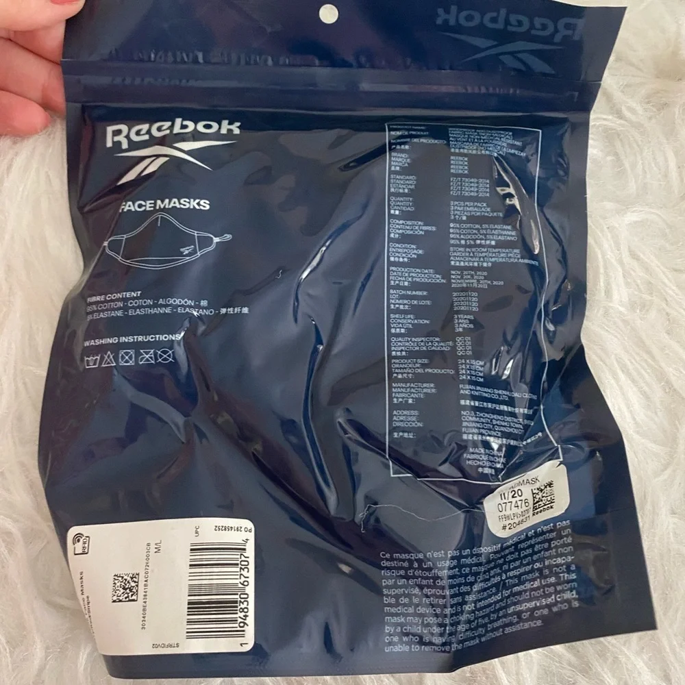 🆕REEBOK MASK 3 PACK STRIPE AND SOLID